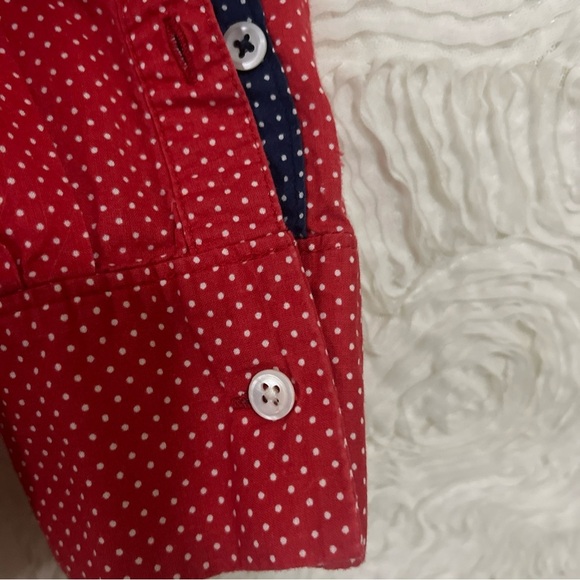 Lands' End Canvas Red Ivy Prep Classic Coastal Cowgirl Cotton Shirt Womens Small - Picture 4 of 6